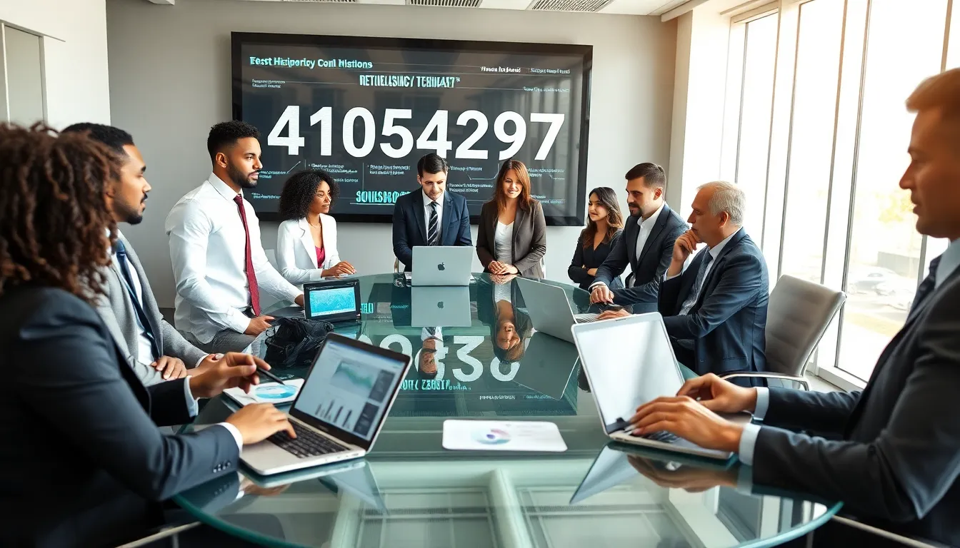 diverse team discussing the significance of a specific number in an office.